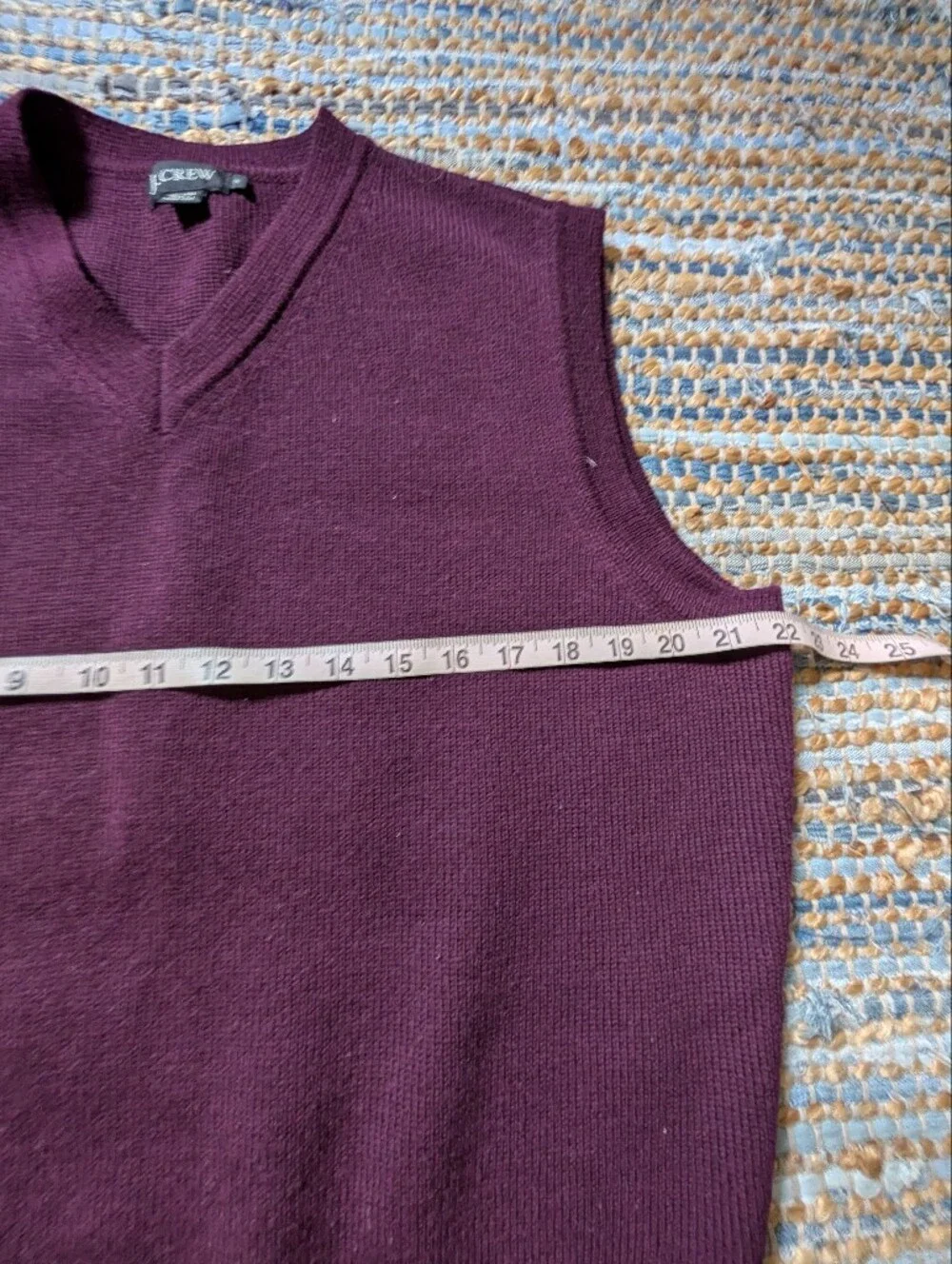 Vtg 90s J.Crew Wool Sweater Vest M Plum V-Neck Preppy Old Money Heritage Woods